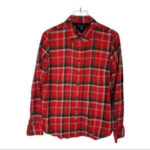 TOMMY HILFIGER RED PLAID BUTTON DOWN SHIRT